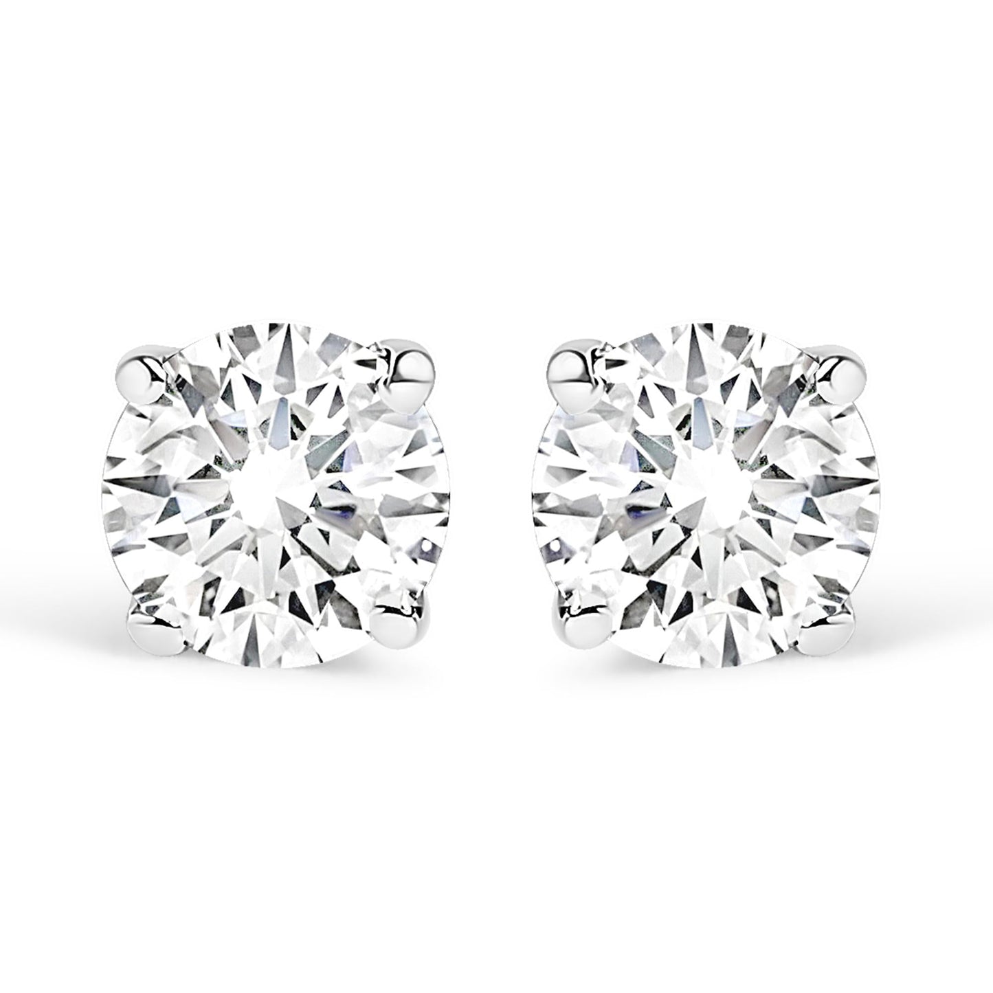 .925 Sterling Silver 1/2 Cttw Round Brilliant-Cut Lab Grown Diamond Classic 4-Prong Stud Earrings (F-G Color, VS1-VS2 Clarity)-0