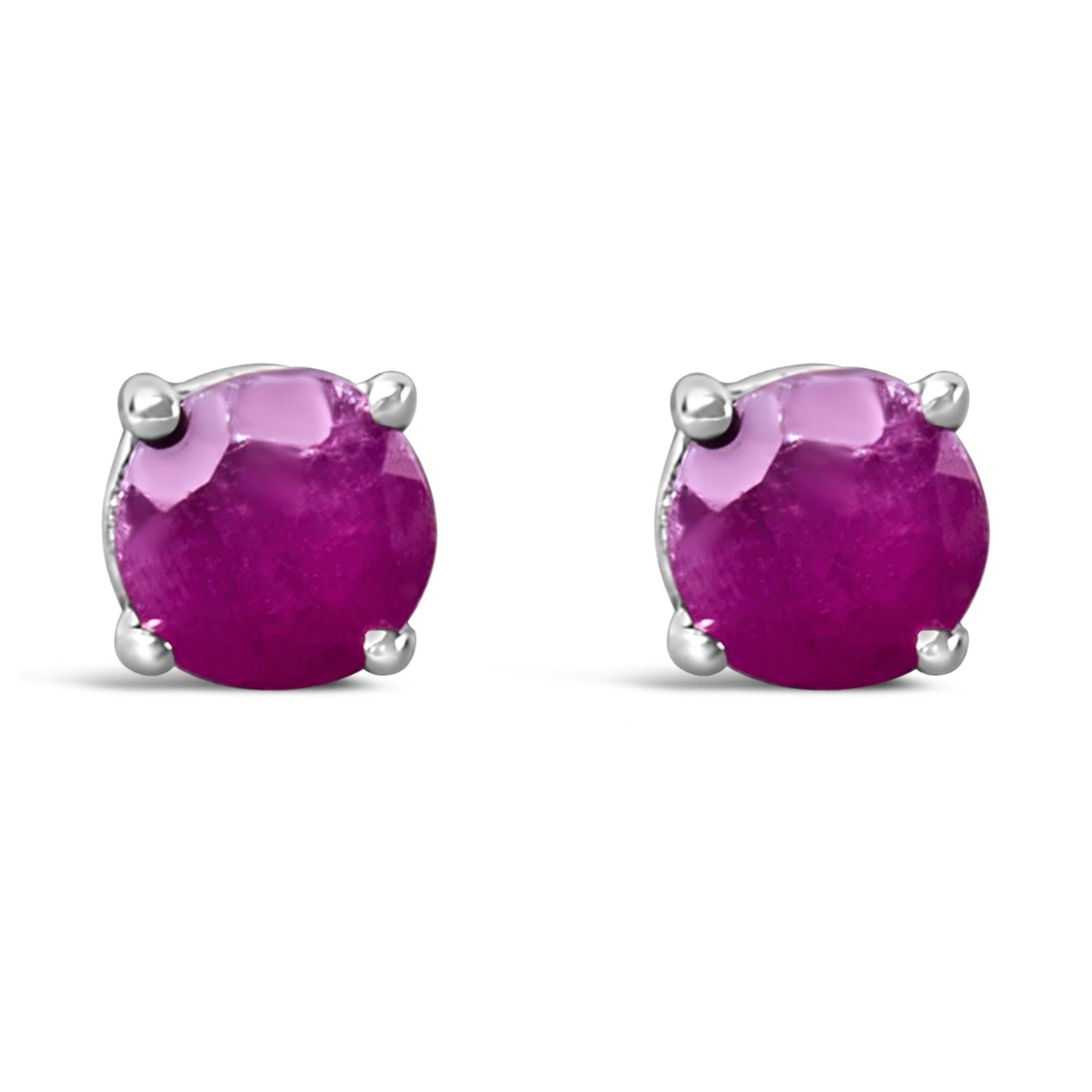 .925 Sterling Silver 3.5 MM Created Birthstone Solitaire Stud Earrings - Choice of Gemstone-2