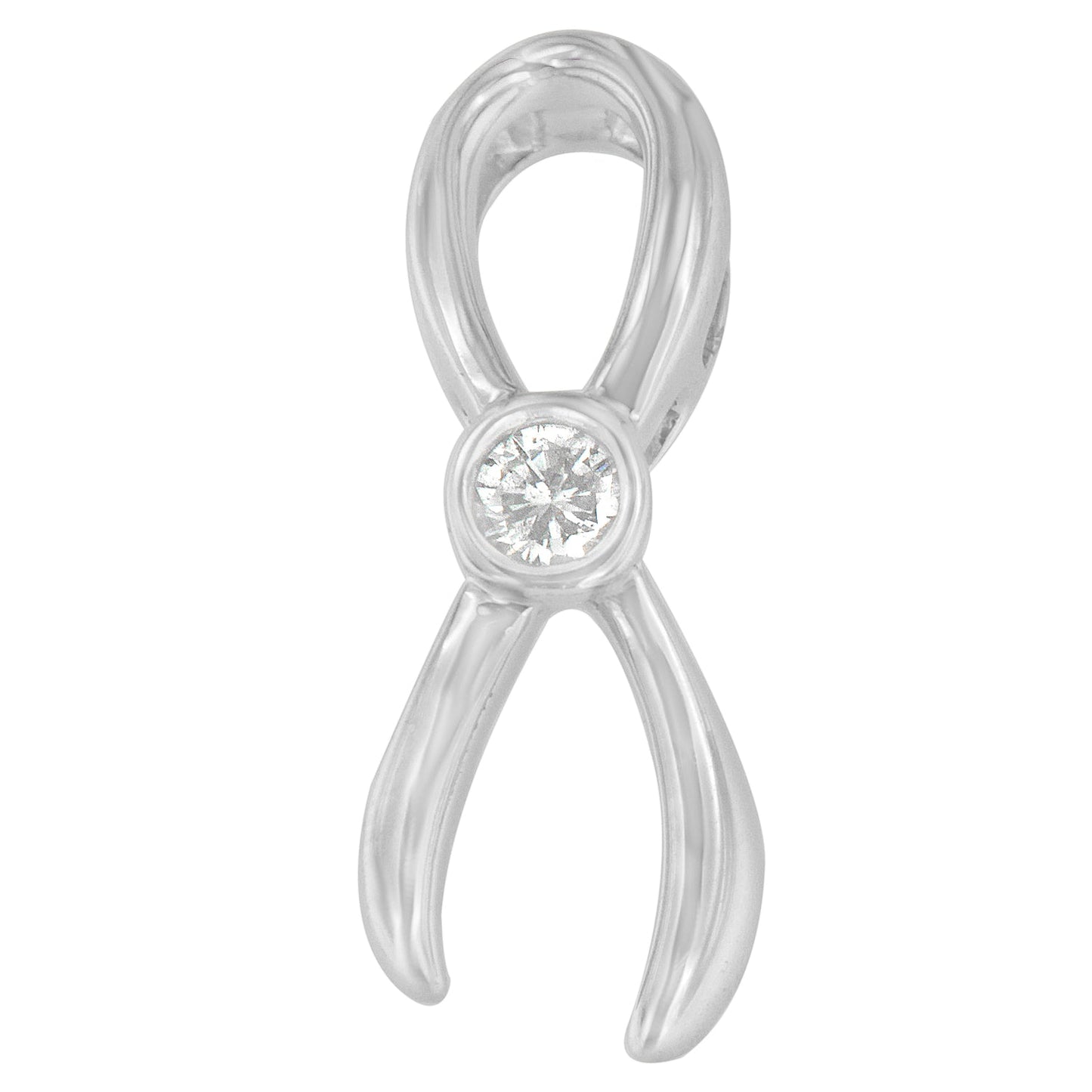 .925 Sterling Silver 1/10 cttw Diamond Ribbon Pendant Necklace (H-I, I1-I2)-0