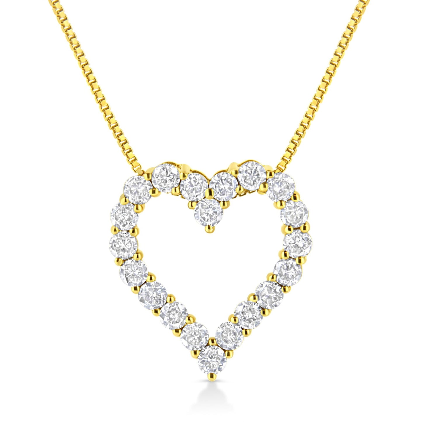 14K Yellow Gold Plated .925 Sterling Silver 2.0 Cttw Round Cut Diamond Classic Open Heart 18" Pendant Necklace (K-L Color, I2-I3 Clarity)-0