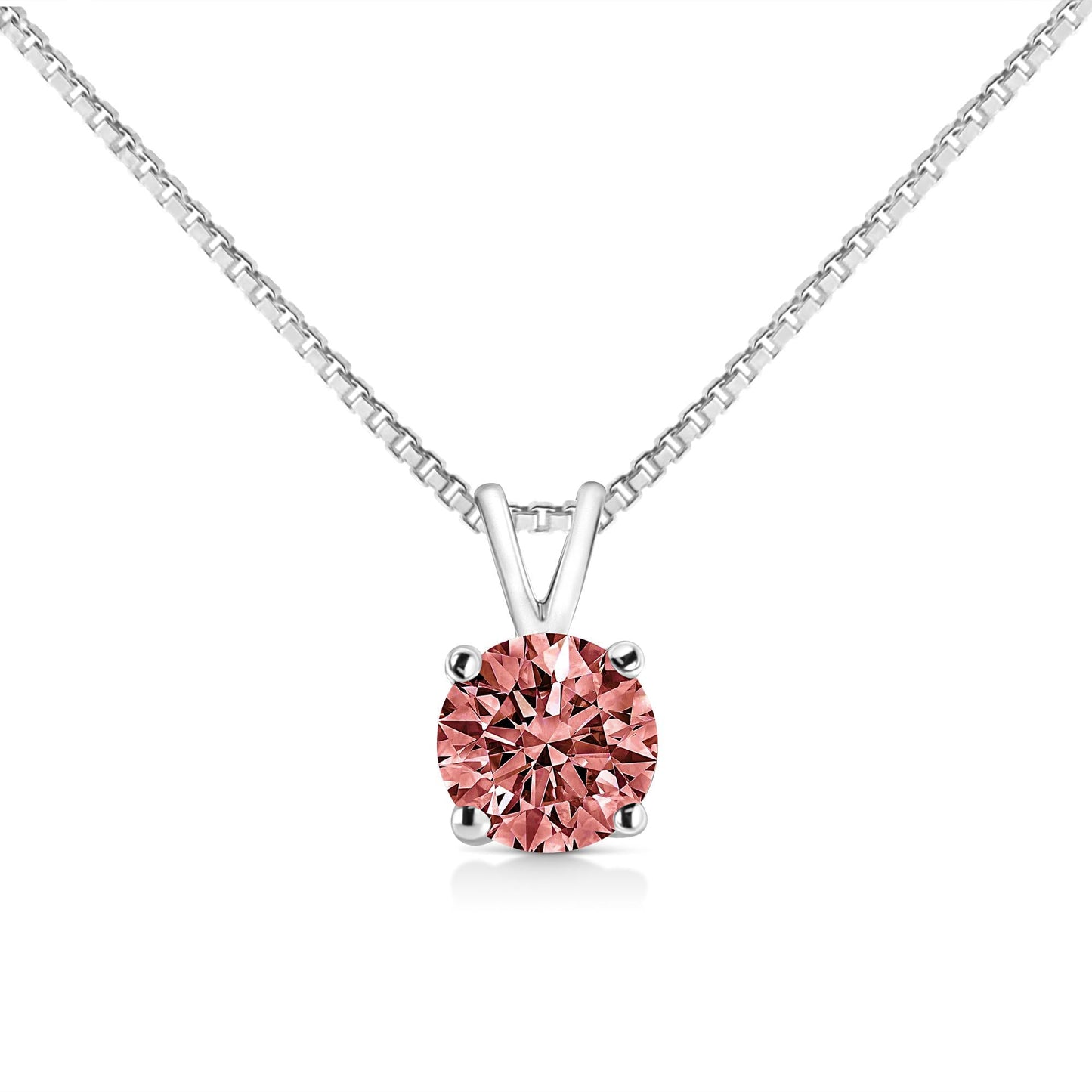 14K White Gold 1/2 Cttw Round Brilliant Cut Lab Grown Diamond 4 Prong Solitaire Pendant Necklace-1