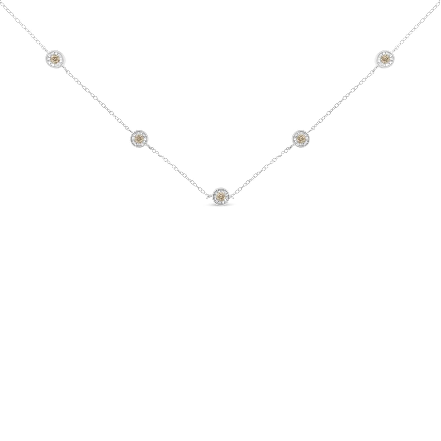 Sterling Silver Diamond Station Necklace (1/2 cttw, I-J Color, I1-I2 Clarity)-0
