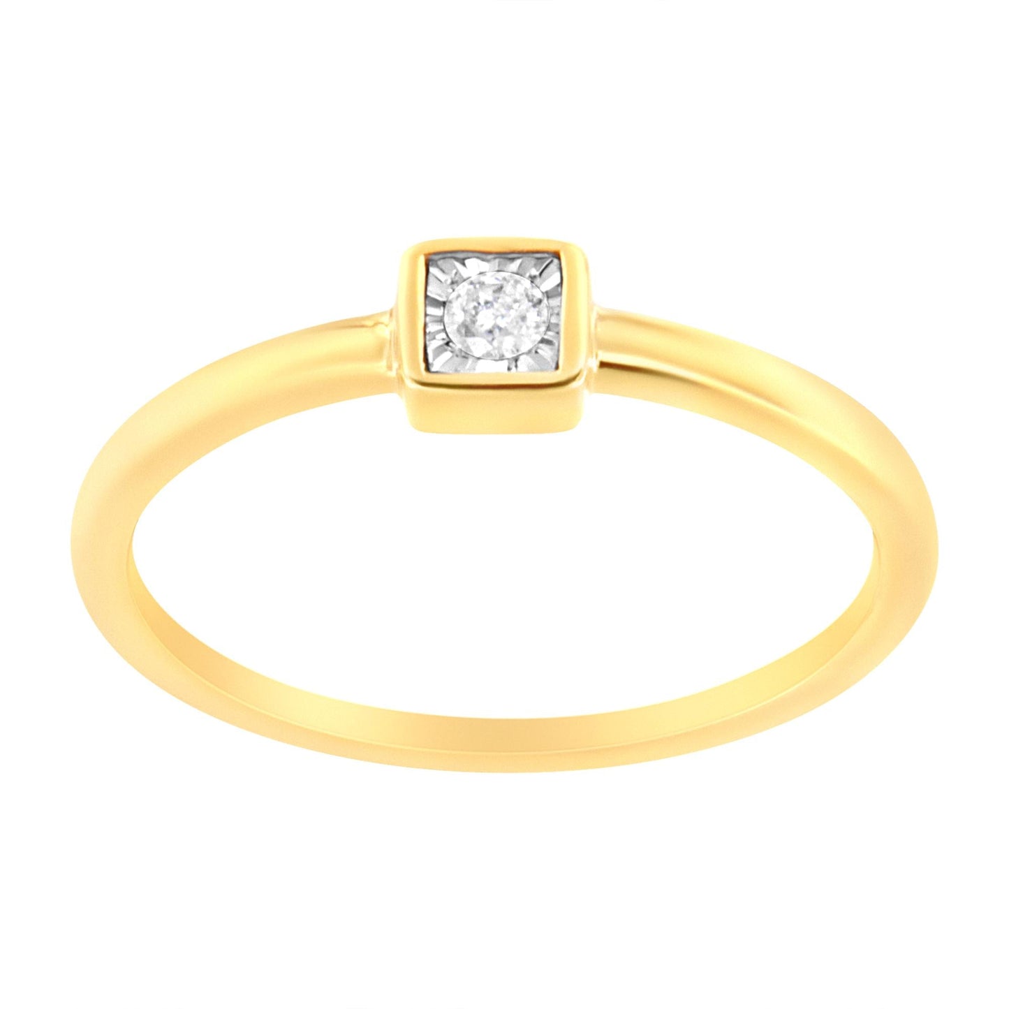 14K Yellow Gold Plated .925 Sterling Silver 1/20 cttw Miracle Set Diamond Promise Ring (J-K Color, I1-I2 Clarity)-1
