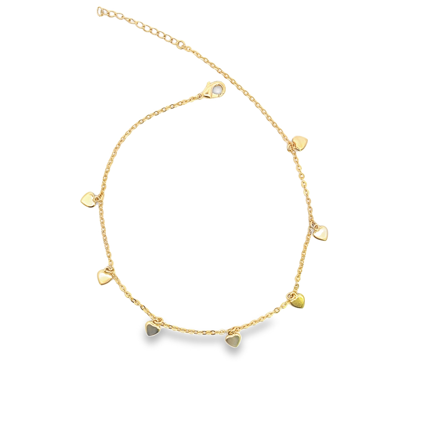 18K Gold Filled Heart Dangle Anklet | Gold Heart Anklet (E220)-0