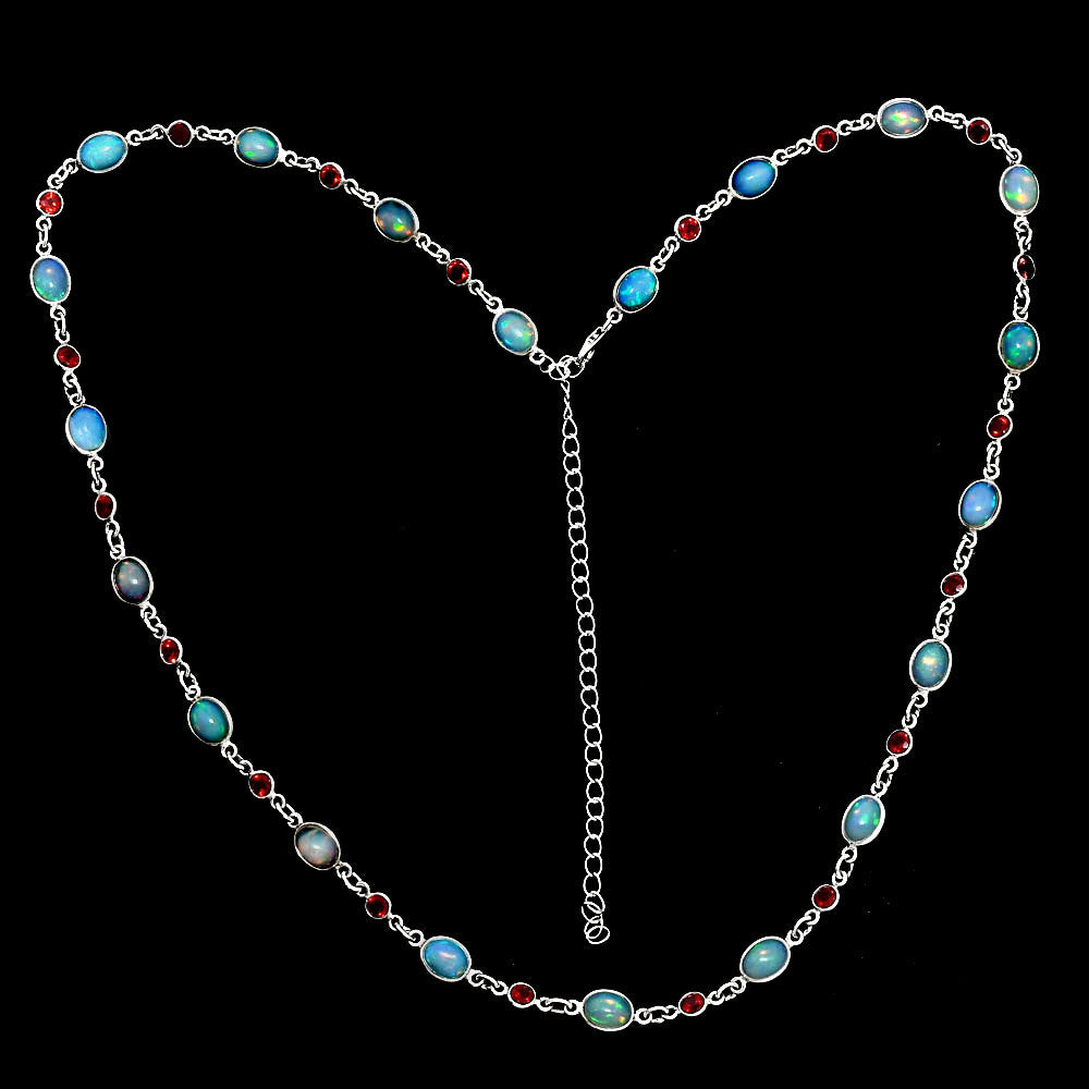 Premium Quality Ethiopian Opal & Garnet Necklace N-1024 25-EN10071-2