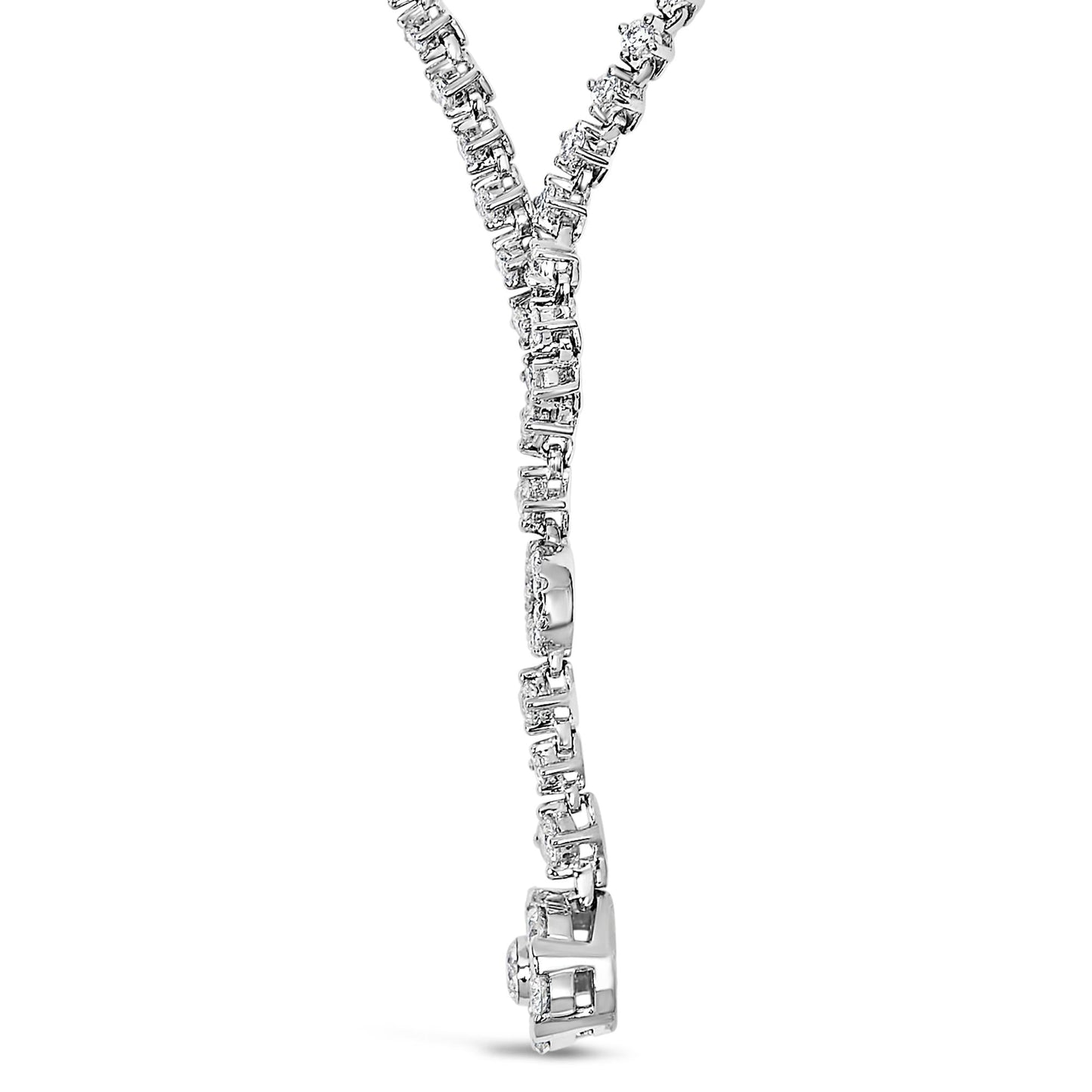 14K White Gold 6/7 Cttw Diamond Drop and V Necklace (H-I Color, SI1-SI2 Clarity) -18" Inches-2
