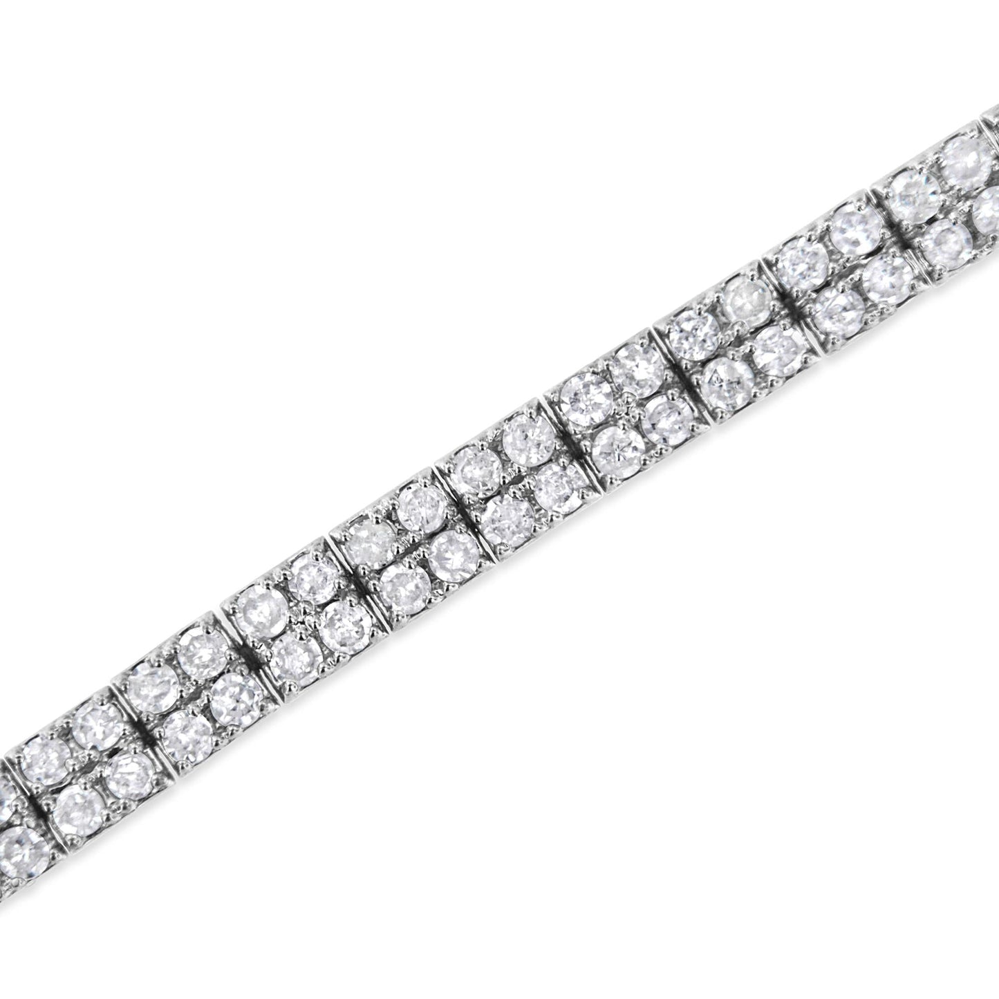 .925 Sterling Silver 3.0 Cttw Prong-Set Round Diamond 2 Row Link Tennis Bracelet (I-J Color, I3 Clarity) - 7.25"-2