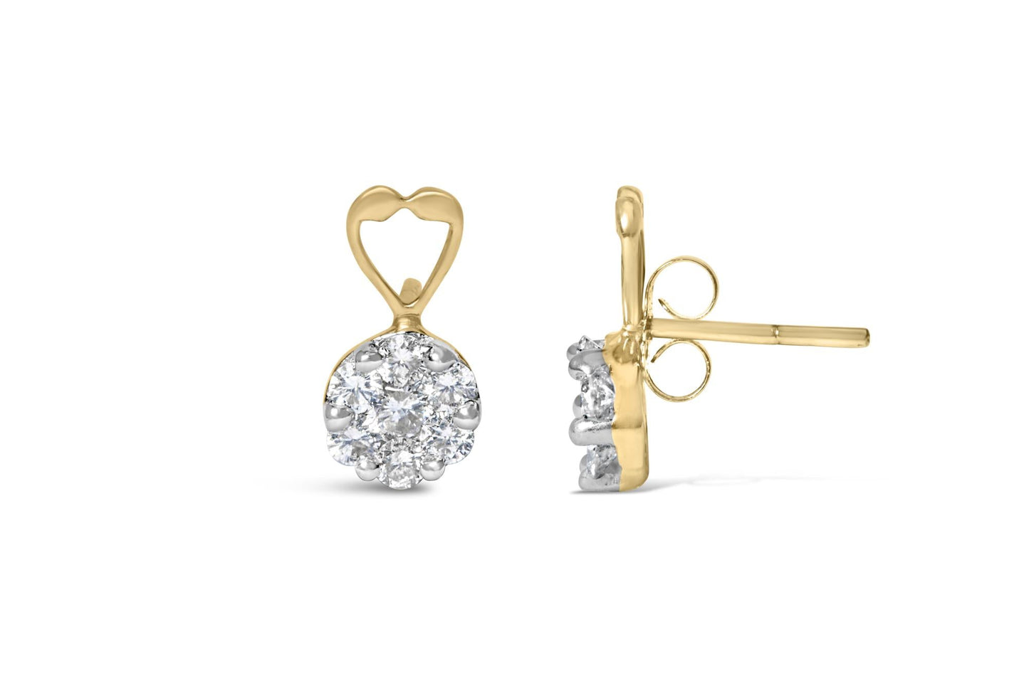 14K Yellow Gold 1ct. TDW Round-cut Diamond Earrings (I-J,SI2-I1)-2