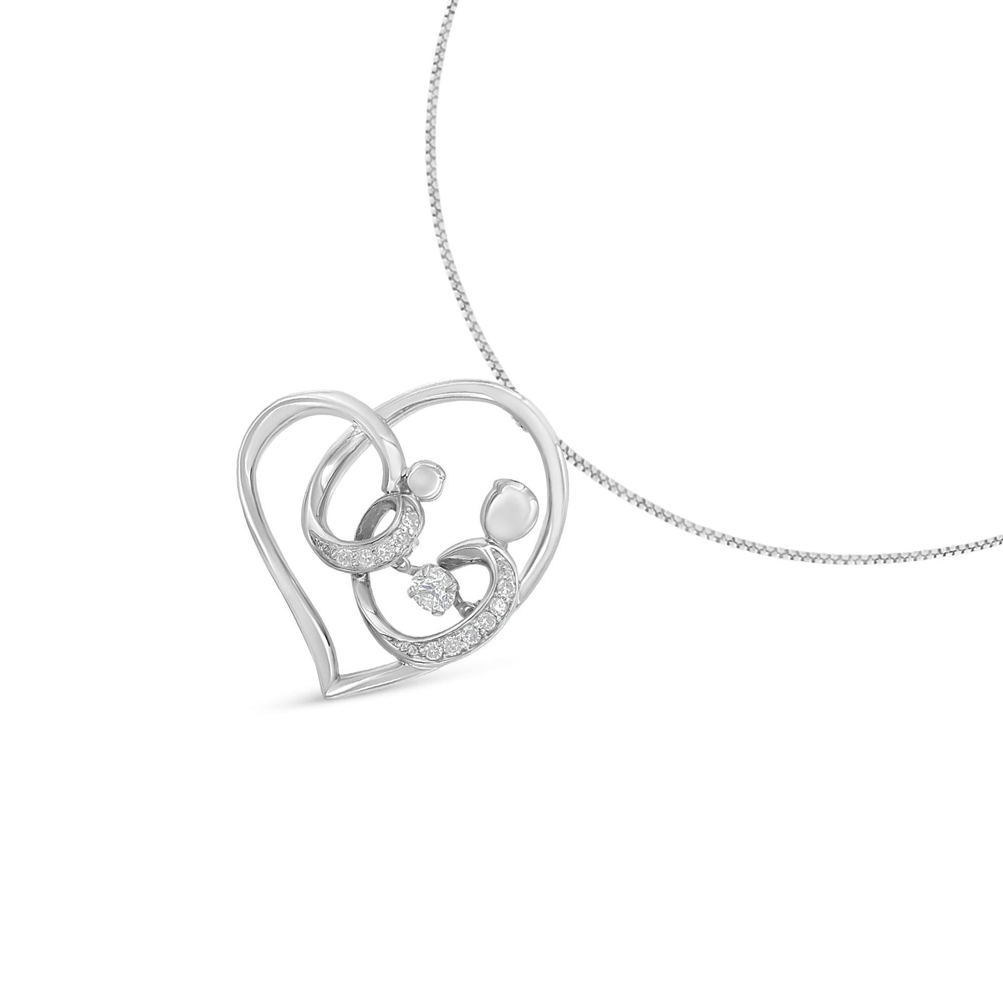 .925 Sterling Silver 1/6 cttw Diamond Heart Pendant Necklace (H-I, I1-I2)-2