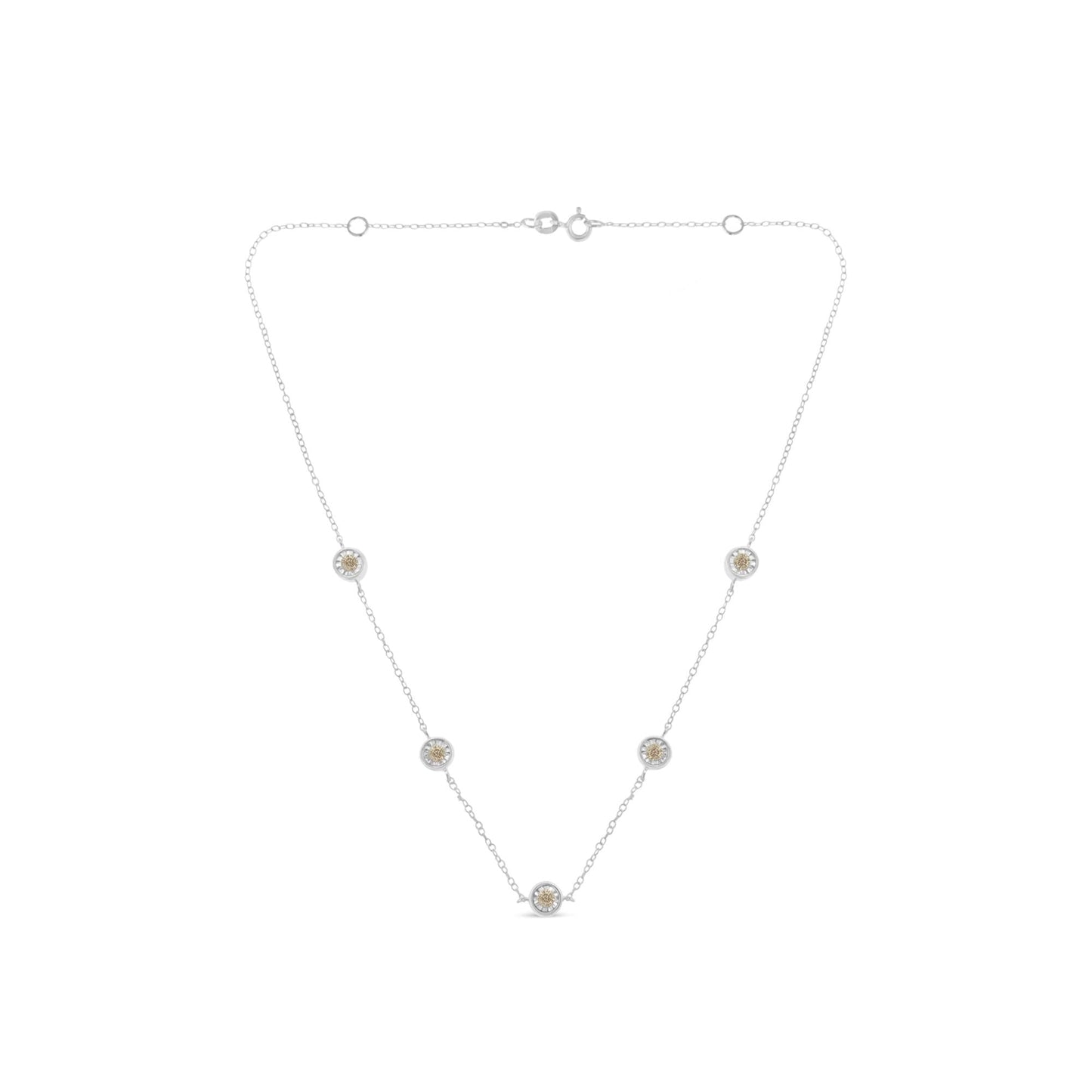 Sterling Silver Diamond Station Necklace (1/2 cttw, I-J Color, I1-I2 Clarity)-2