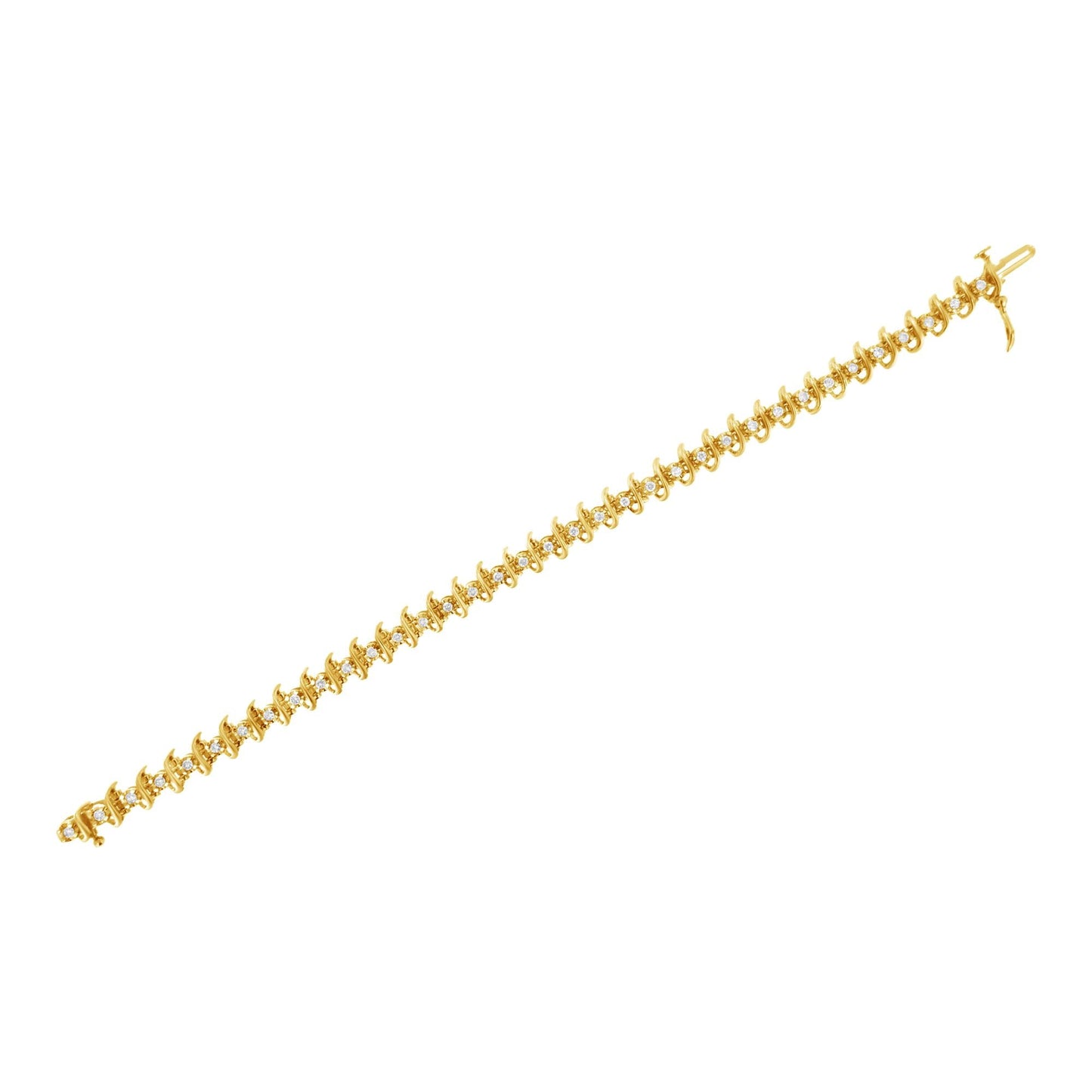 10KT Yellow Gold Plated .925 Sterling Silver 1 cttw Prong-Set Diamond Link Bracelet (J-K, I1-I2) - 7.5"-4