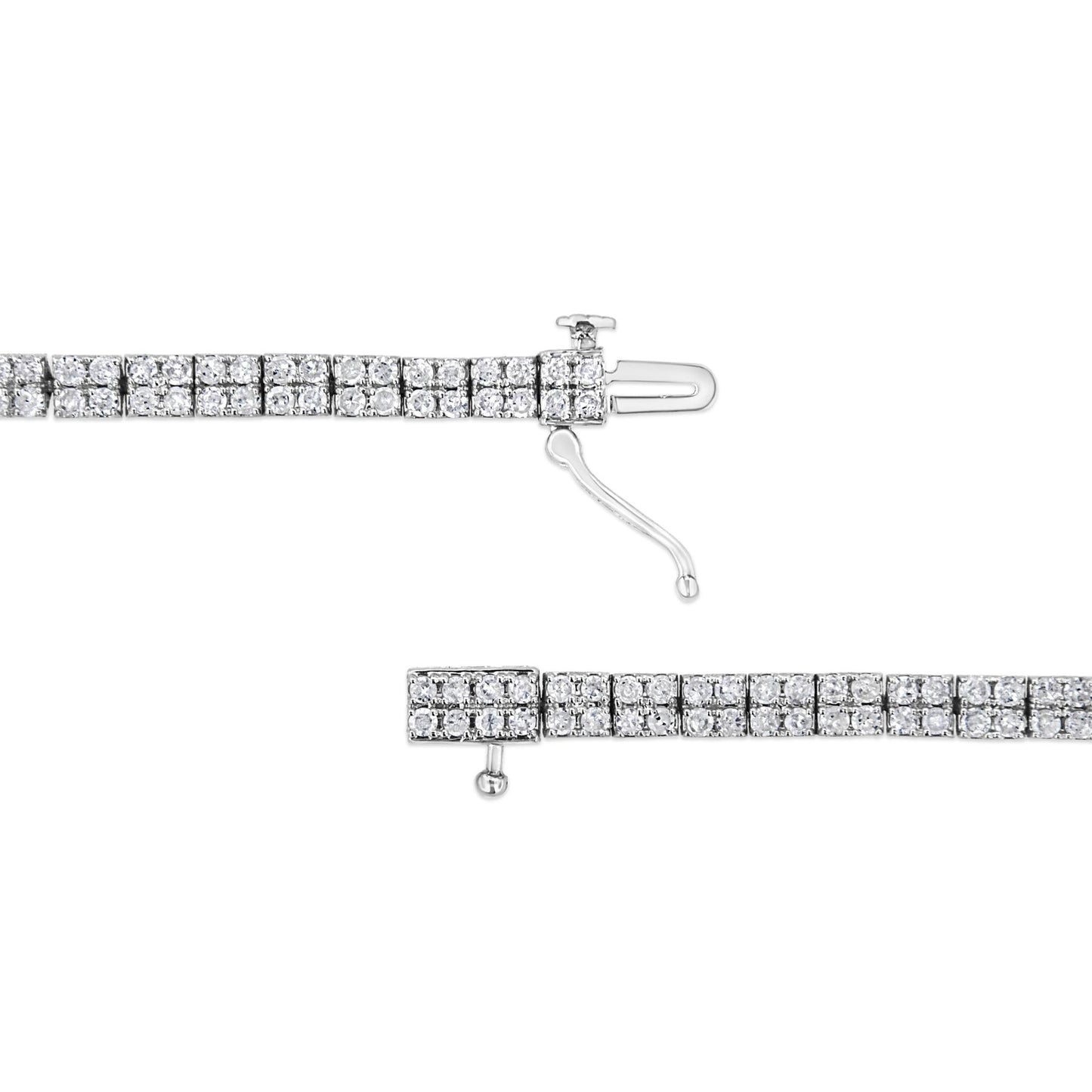 .925 Sterling Silver 3.0 Cttw Prong-Set Round Diamond 2 Row Link Tennis Bracelet (I-J Color, I3 Clarity) - 7.25"-4
