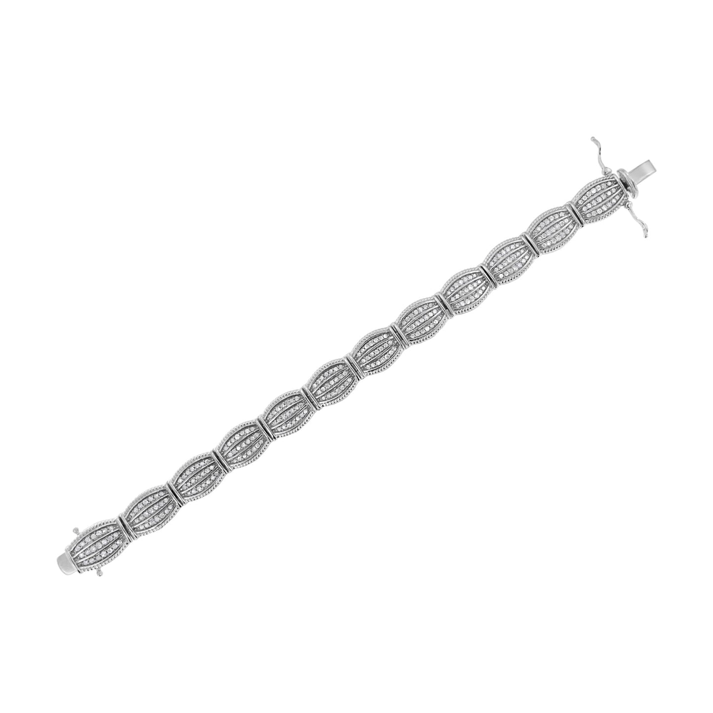 .925 Sterling Silver 3.0 Cttw Prong Set Diamond Art Deco Style Tennis Bracelet (I-J Color, I2-I3 Clarity) - 7.25"-4