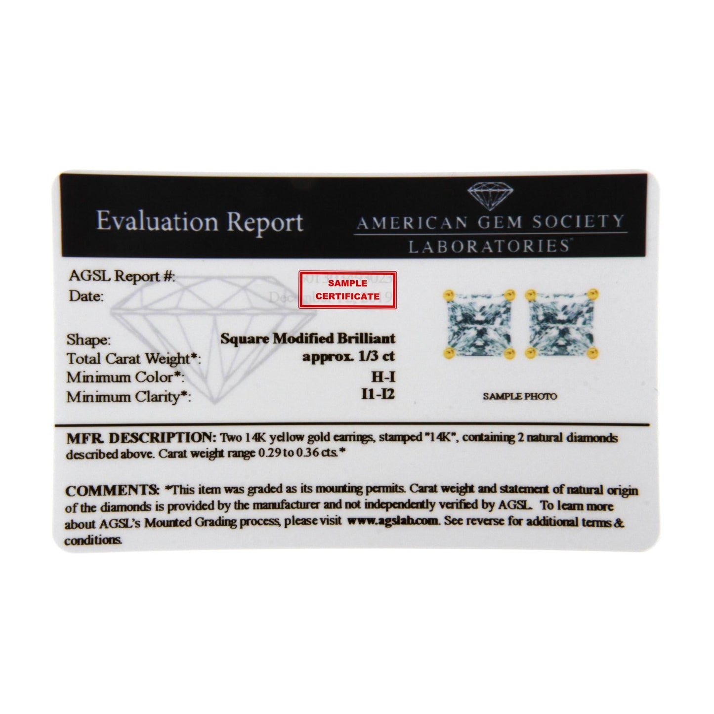 14K Yellow Gold Clarity Enhanced Princess Cut Diamond Certified Stud Earrings (0.50 cttw, H-I Color, I1-I2 Clarity)-4