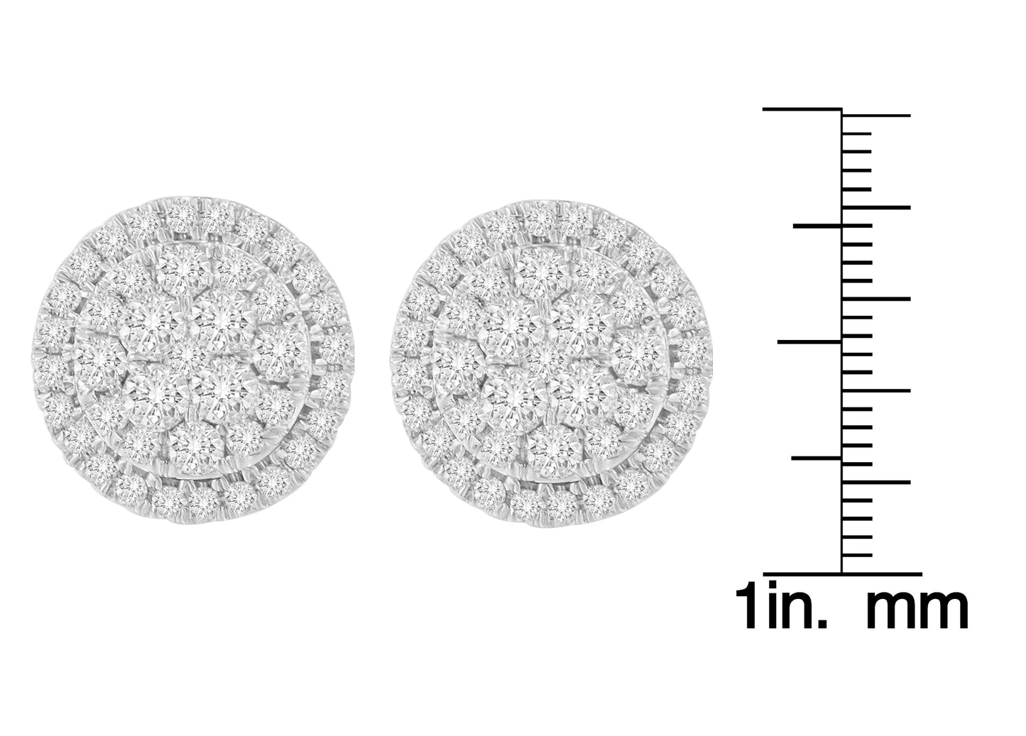 10K Yellow Gold Round Cut Diamond Earrings (1.5 cttw, H-I Color, I2-I3 Clarity)-4
