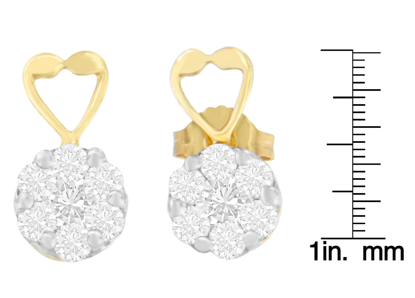 14K Yellow Gold 1ct. TDW Round-cut Diamond Earrings (I-J,SI2-I1)-4