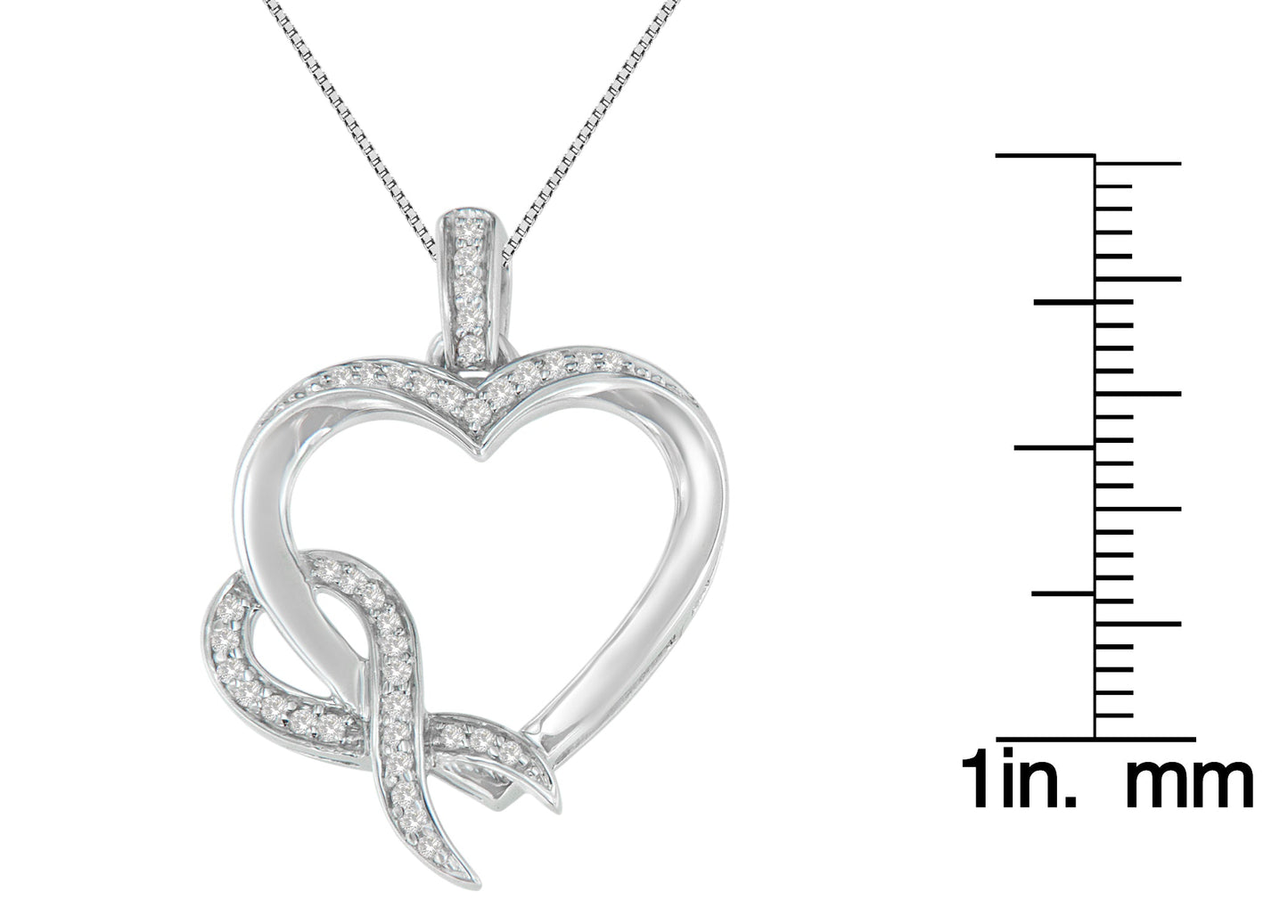 .925 Sterling Silver 1/6 cttw Diamond Heart Pendant Necklace (H-I, I1-I2)-3
