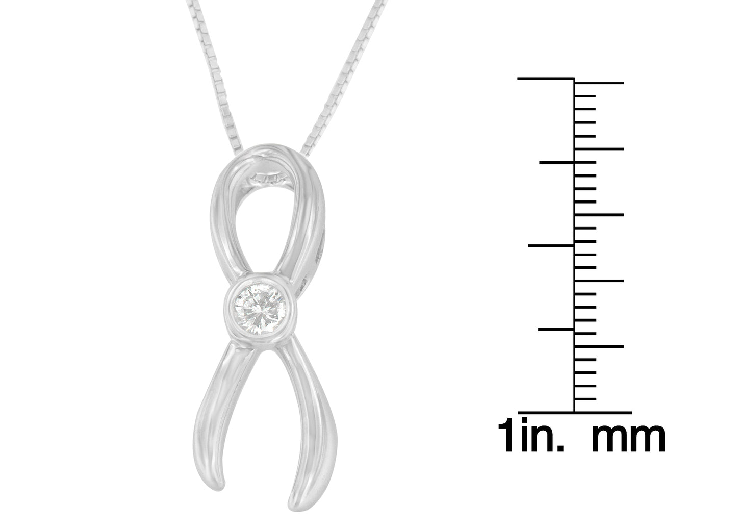 .925 Sterling Silver 1/10 cttw Diamond Ribbon Pendant Necklace (H-I, I1-I2)-3