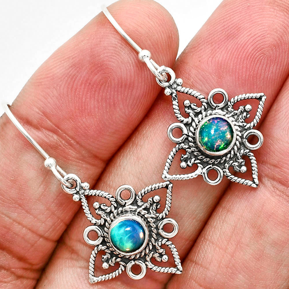 Natural Gemstones Round Shape 925 Sterling Silver Earrings E-1250 AGE1003-9