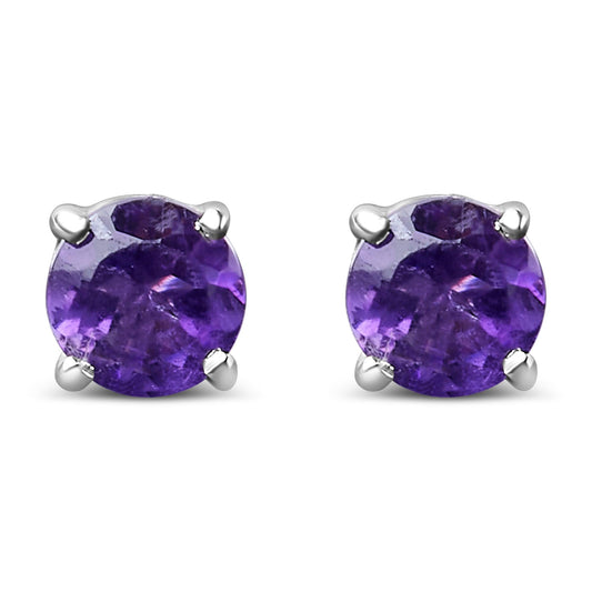 .925 Sterling Silver 3.5 MM Created Birthstone Solitaire Stud Earrings - Choice of Gemstone-0