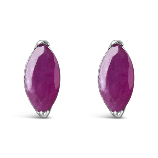 .925 Sterling Silver 1/2 Cttw Created Pink Ruby Gemstone Solitaire Stud Earrings-0