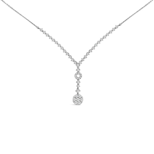 14K White Gold 6/7 Cttw Diamond Drop and V Necklace (H-I Color, SI1-SI2 Clarity) -18" Inches-0