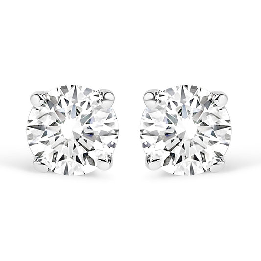 .925 Sterling Silver 1/2 Cttw Round Brilliant-Cut Lab Grown Diamond Classic 4-Prong Stud Earrings (F-G Color, VS1-VS2 Clarity)-0