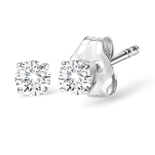 14K Gold 1/2 Cttw Round Lab Grown Diamond Solitaire Stud Earrings-0