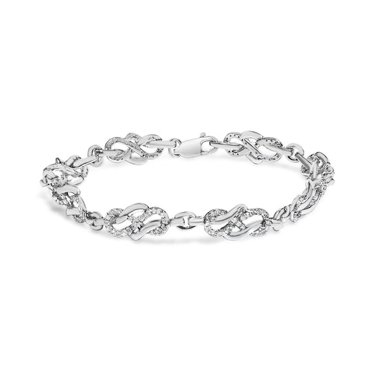 .925 Sterling Silver 1.0 Cttw Diamond Infinity Loop and Swirl Link Bracelet (I-J Color, I2-I3 Clarity) - 7.25" Inches-0