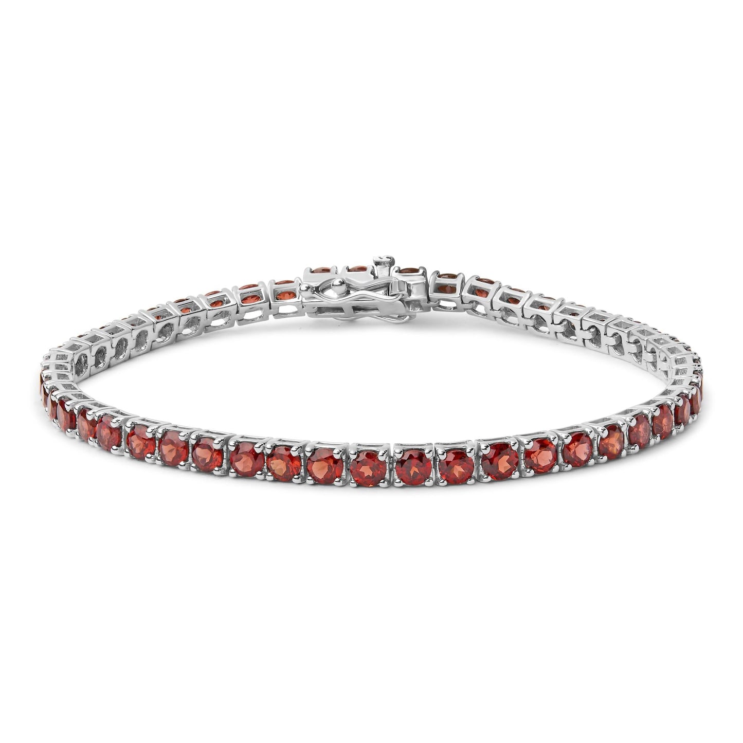 Sterling Silver 10.0 Cttw Created Orange Garnet Tennis Bracelet - 7.25"