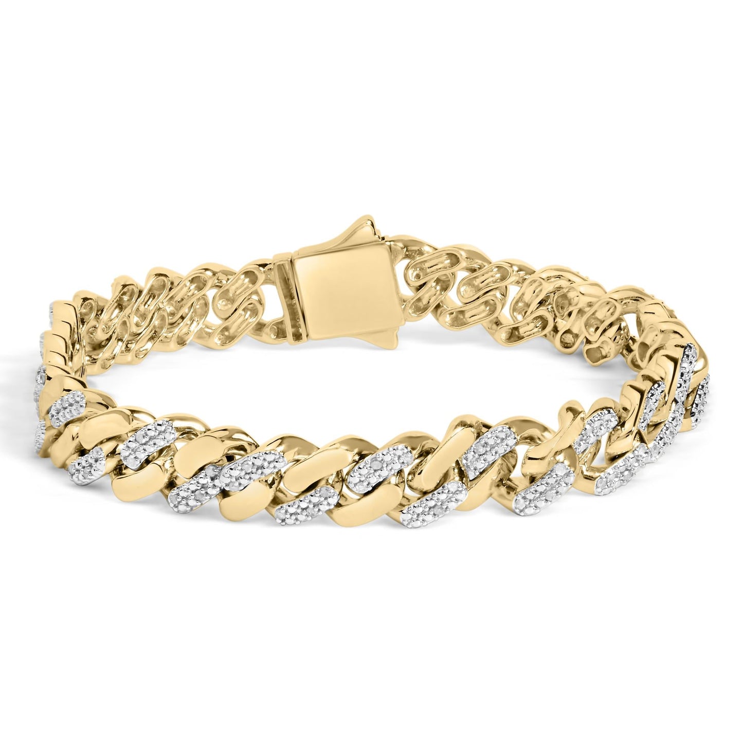 .925 Sterling Silver 1/2 Cttw Diamond Cuban Curb Chain Bracelet (I-J Color, I3 Clarity)-  8.5" Inches-1