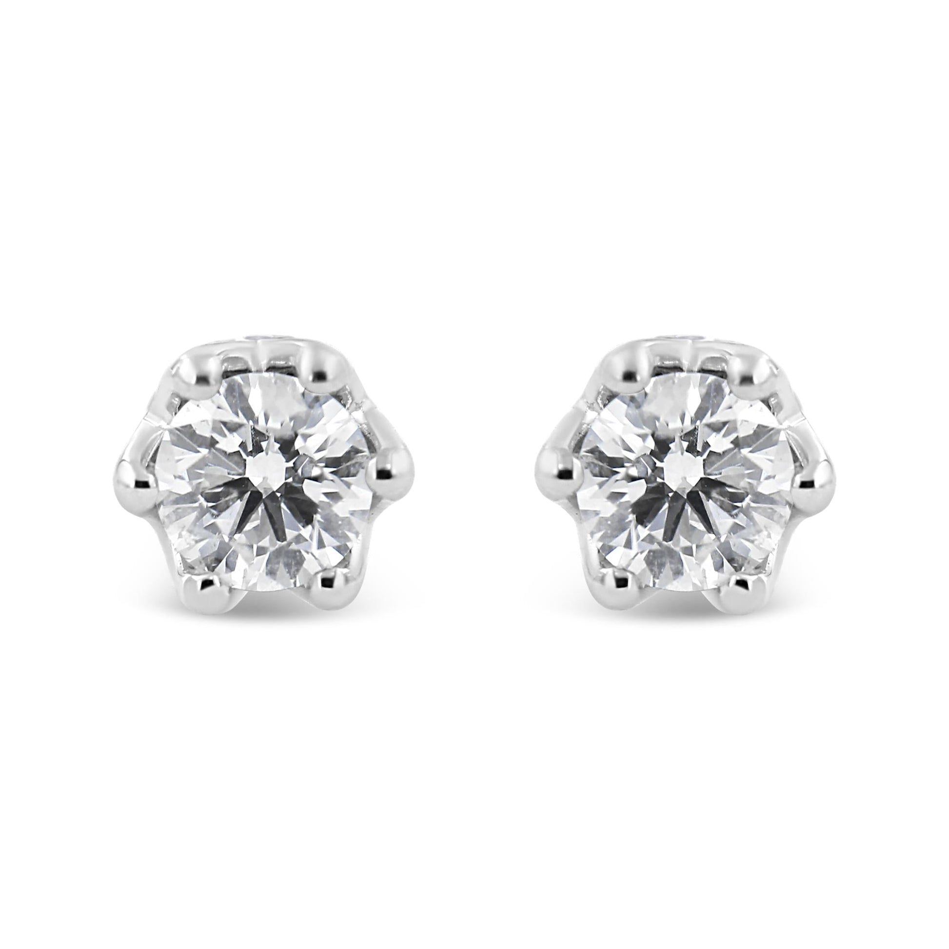 14K Gold 1/2 Cttw Round Diamond Crown Stud Earring (I-J Color, I1-I2 Clarity)-0