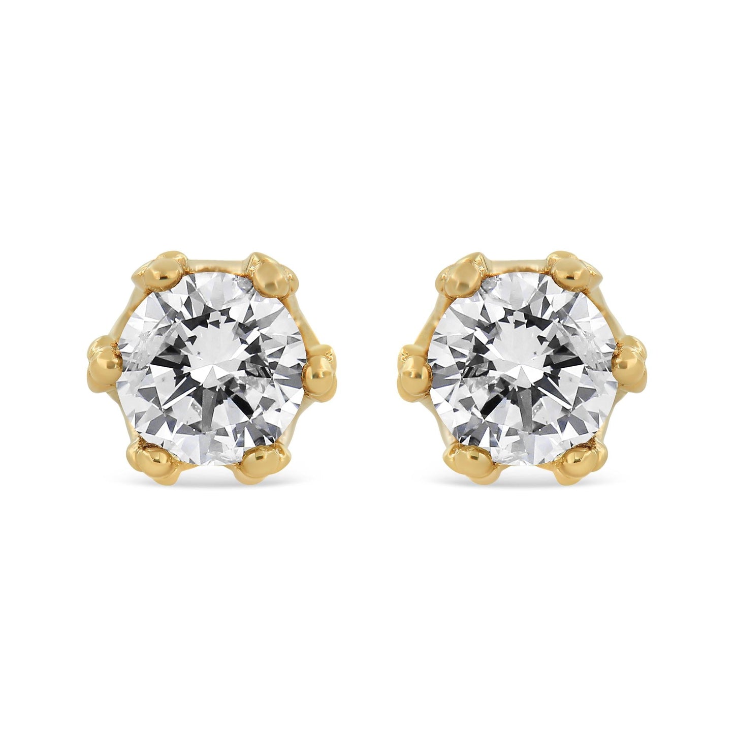14K Gold 1/2 Cttw Round Diamond Crown Stud Earring (I-J Color, I1-I2 Clarity)-1