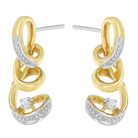 Espira 10K Two Tone Gold Round cut Diamond Earring (0.05 cttw, J-K Color, I2-I3 Clarity)-0