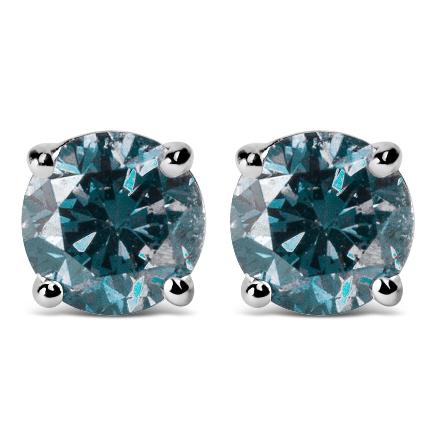 14K Gold Blue Lab Grown Diamond Stud Earrings with Screw Backs-0