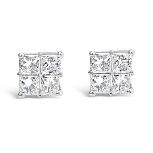 10KT White Gold Diamond Composite Stud Earring (1/4 cttw, H-I Color, I1-I2 Clarity)-0