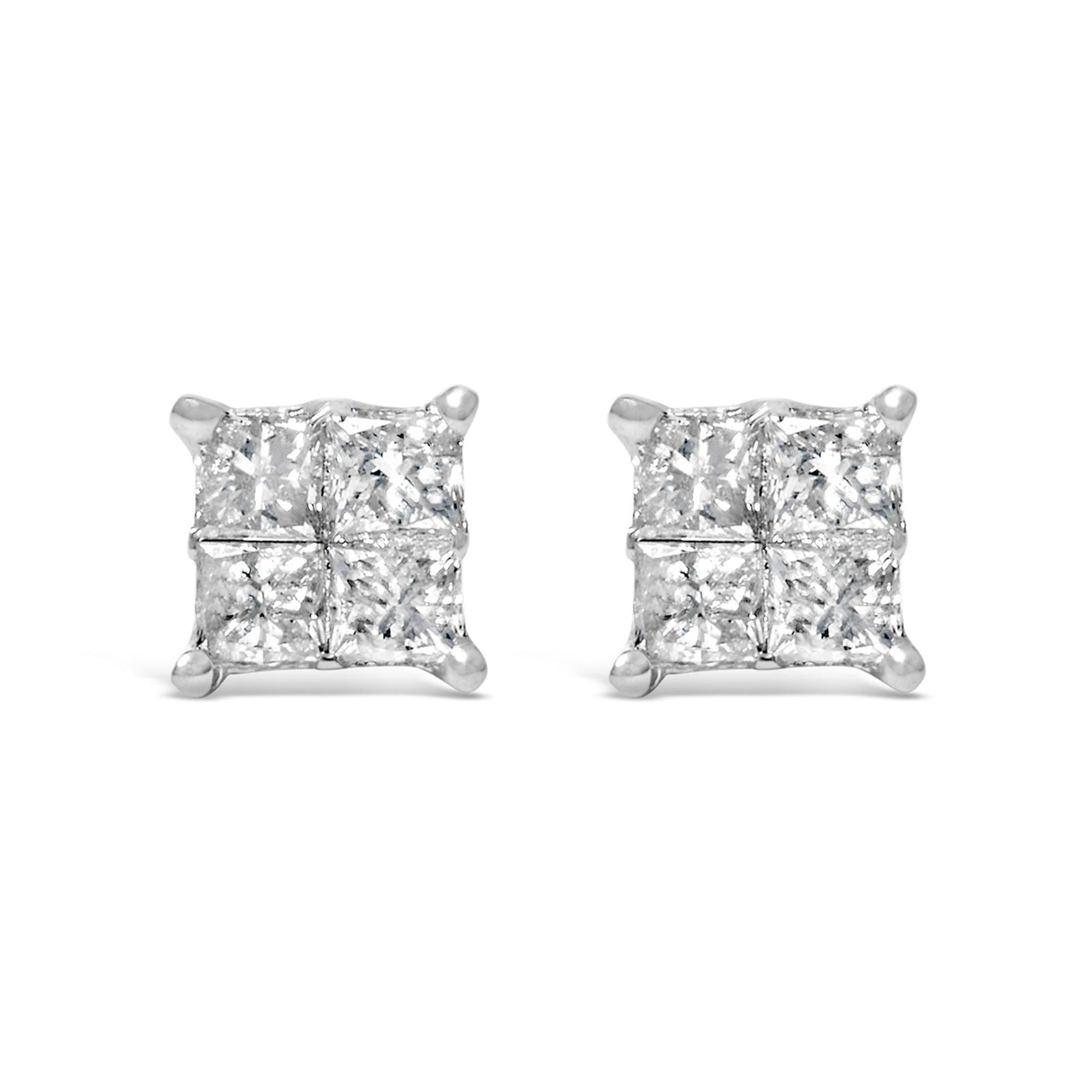 10K White Gold Diamond Stud Earrings (3/4 cttw, H-I Color, SI2-I1 Clarity)-0