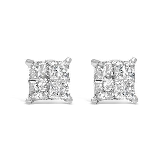 10K White Gold Diamond Stud Earrings (3/4 cttw, H-I Color, SI2-I1 Clarity)-0