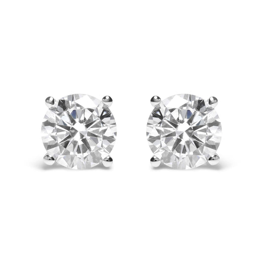 IGI Certified 14K White Gold 5.00 Cttw Round Brilliant-Cut Lab Grown Diamond Classic 4-Prong Stud Earrings with Screw Backs (F-G Color, SI1 Clarity)-0