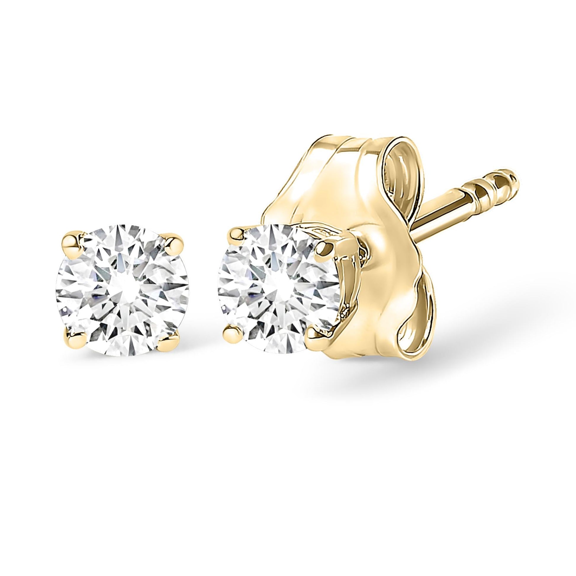 14K Gold 1/2 Cttw Round Lab Grown Diamond Solitaire Stud Earrings-2