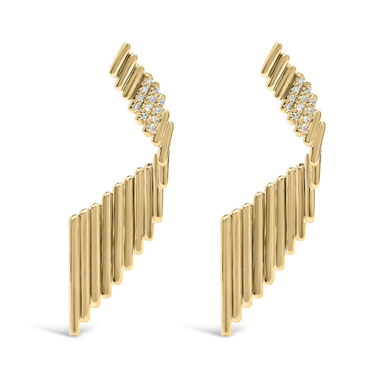 14K Yellow Gold Plated .925 Sterling Silver Sculpted Diamond Accent Drop Earrings (H-I Color, I1-I2 Clarity)-0