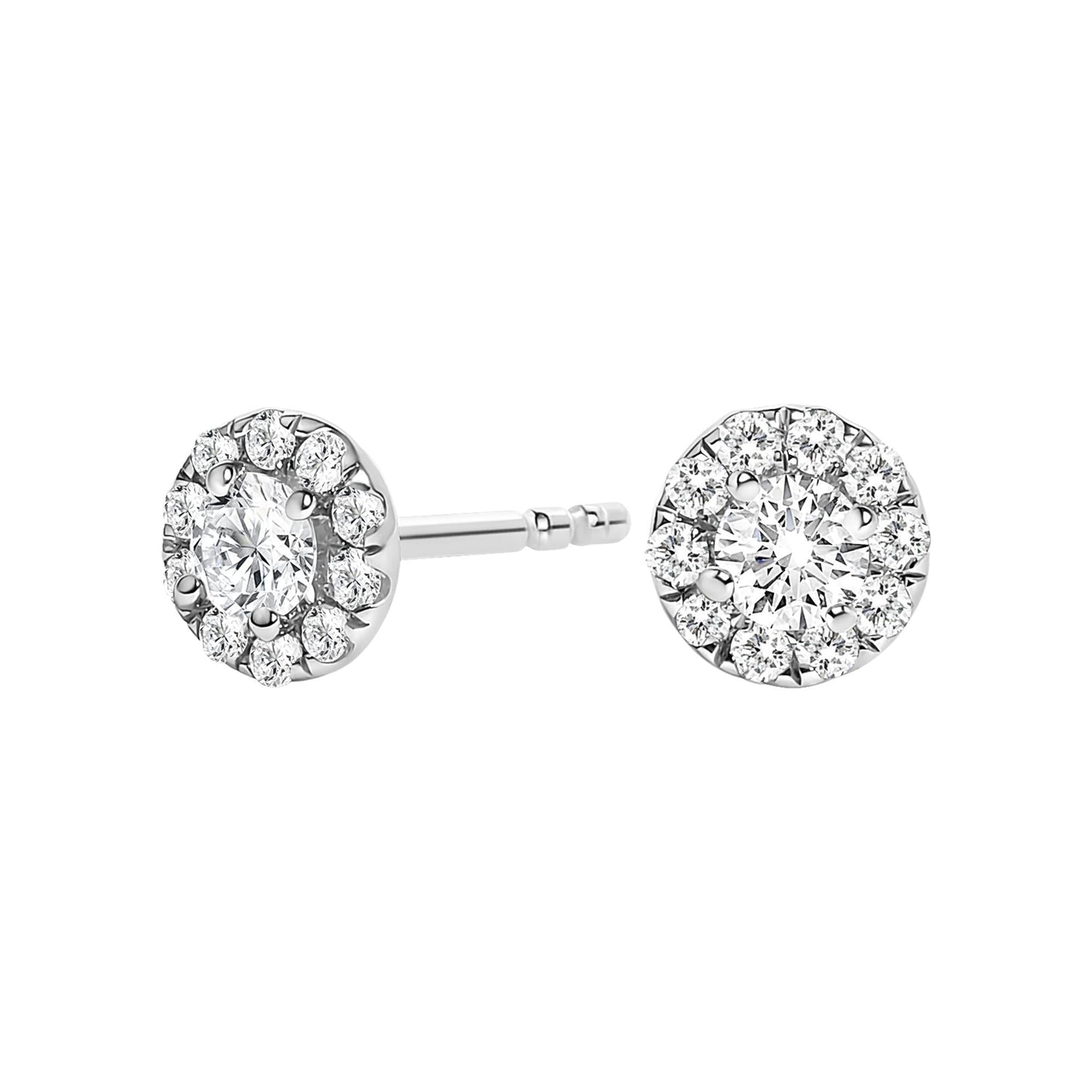 14K White Gold 1/3 Cttw Lab-Grown Diamond Halo Stud Earring (F-G Color, VS1-VS2 Clarity)-0