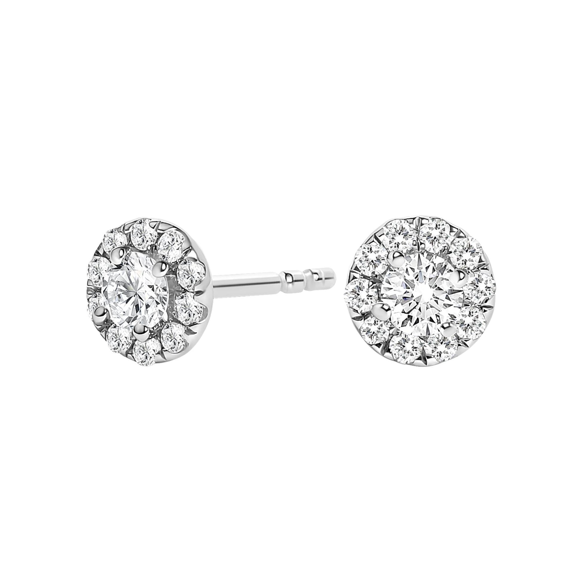 14K White Gold 1/3 Cttw Lab-Grown Diamond Halo Stud Earring (F-G Color, VS1-VS2 Clarity)-0