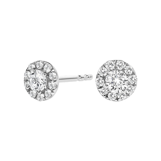 14K White Gold 1/3 Cttw Lab-Grown Diamond Halo Stud Earring (F-G Color, VS1-VS2 Clarity)-0