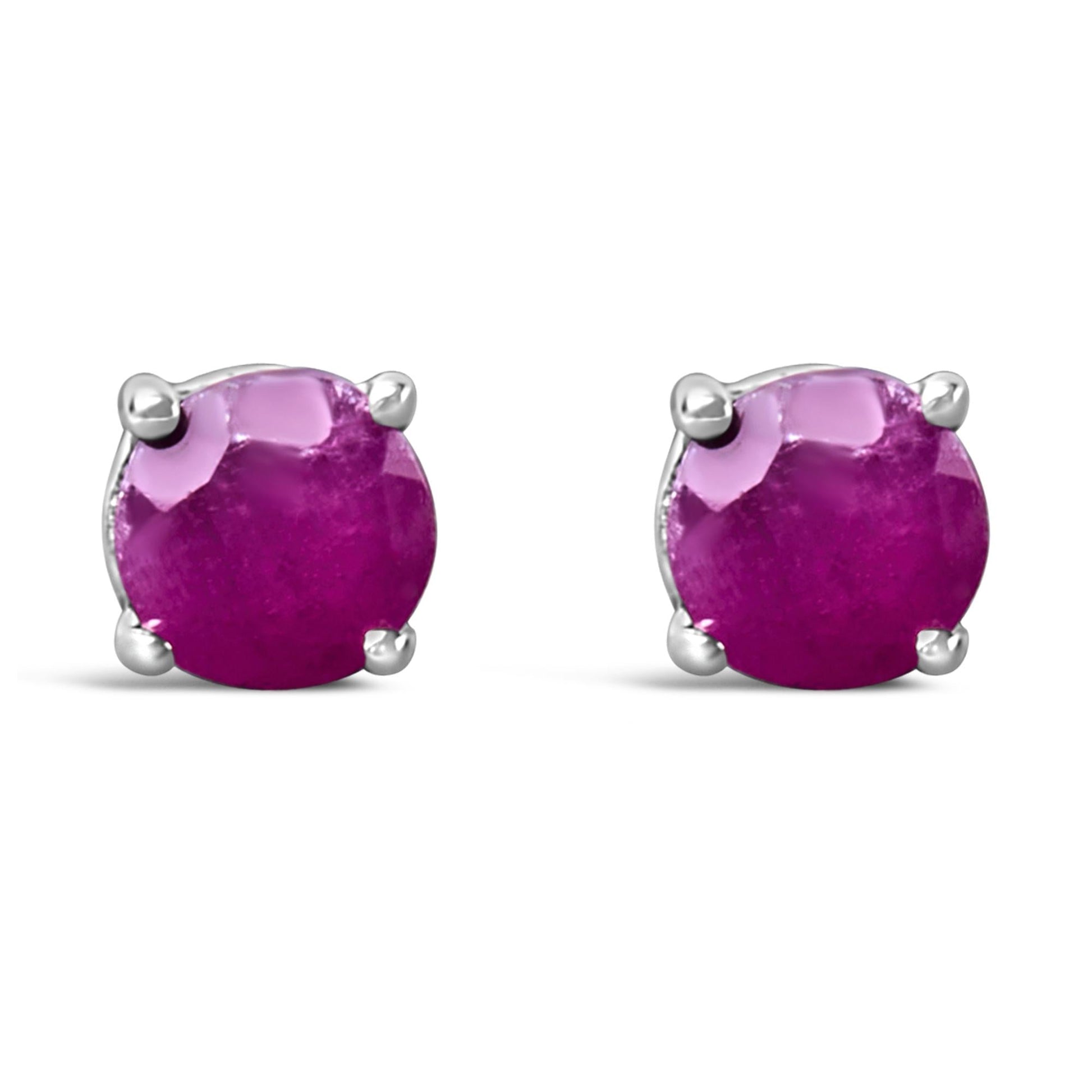 .925 Sterling Silver 3.5 MM Created Birthstone Solitaire Stud Earrings - Choice of Gemstone-2