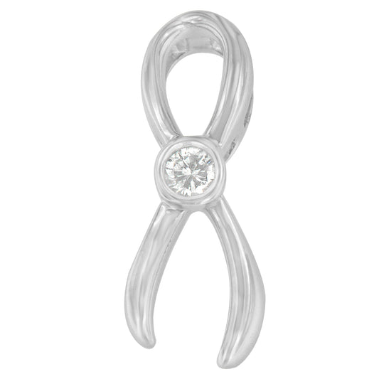 .925 Sterling Silver 1/10 cttw Diamond Ribbon Pendant Necklace (H-I, I1-I2)-0
