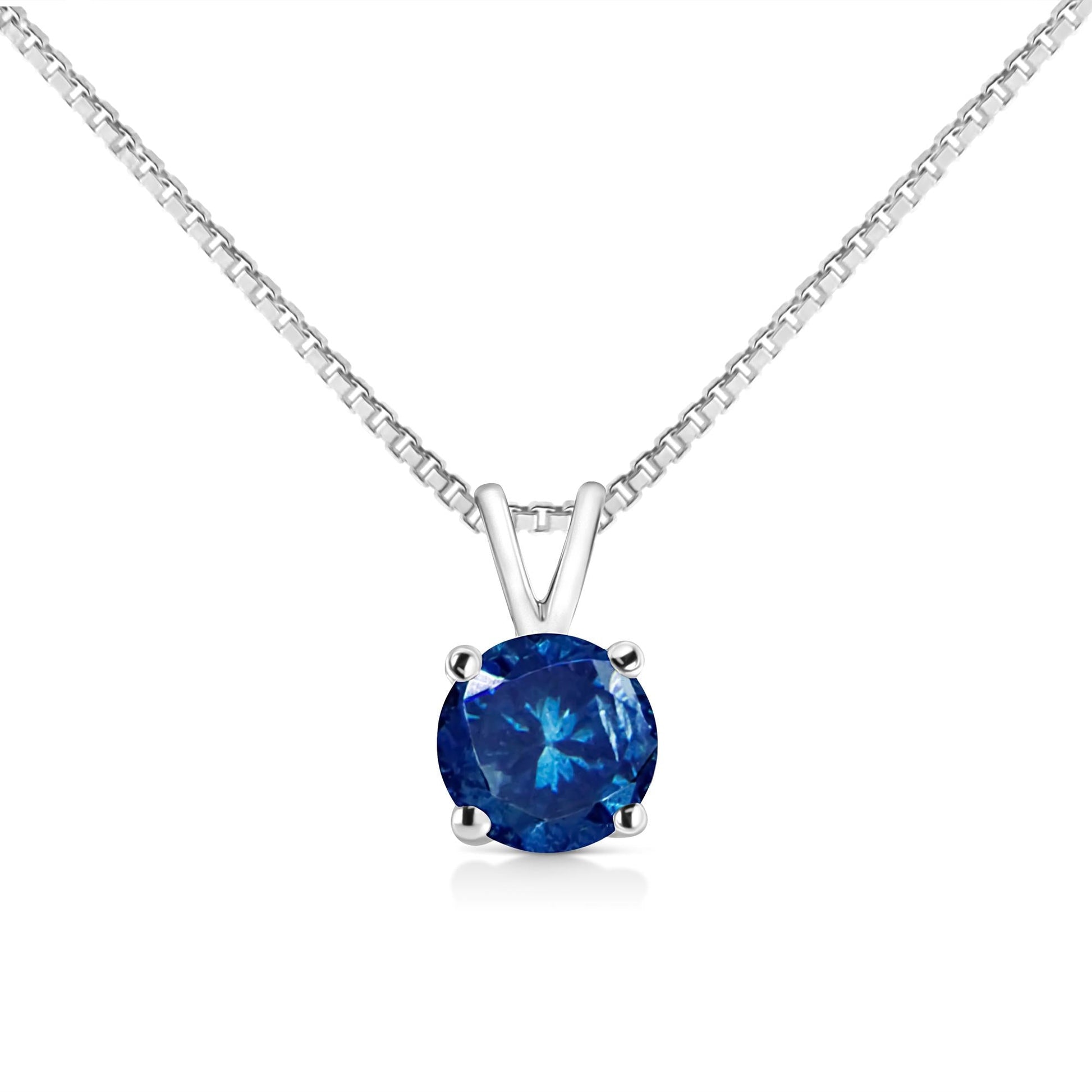 14K White Gold 1/2 Cttw Round Brilliant Cut Lab Grown Diamond 4 Prong Solitaire Pendant Necklace-0