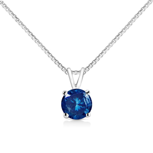14K White Gold 1/2 Cttw Round Brilliant Cut Lab Grown Diamond 4 Prong Solitaire Pendant Necklace-0