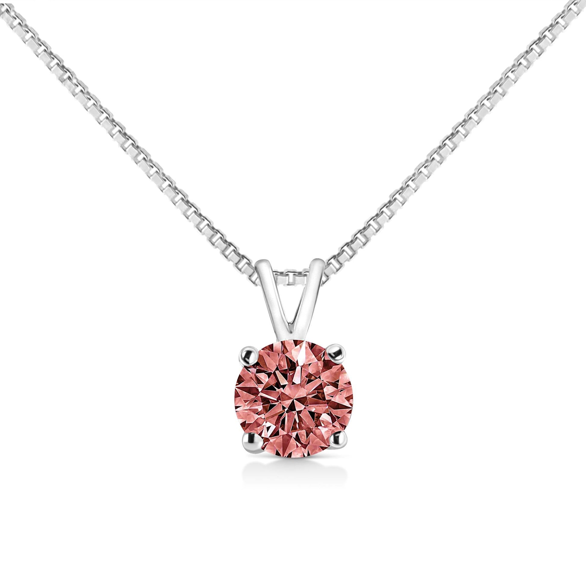 14K White Gold 1/2 Cttw Round Brilliant Cut Lab Grown Diamond 4 Prong Solitaire Pendant Necklace-1