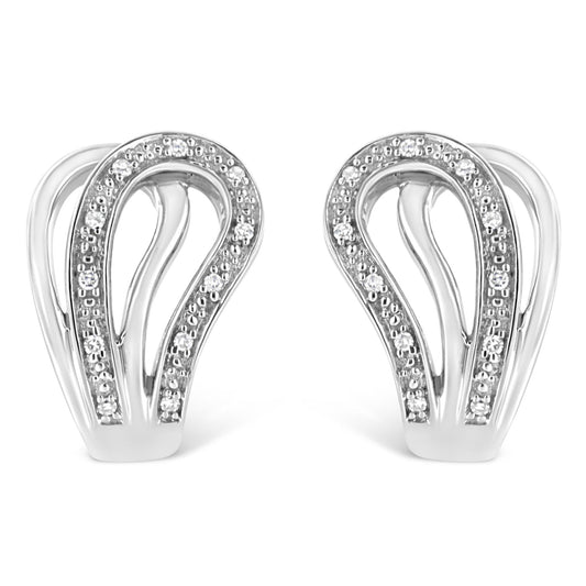 .925 Sterling Silver Pave-Set Diamond Accent Horseshoe Hoop Earring (I-J Color, I1-I2 Clarity)-0